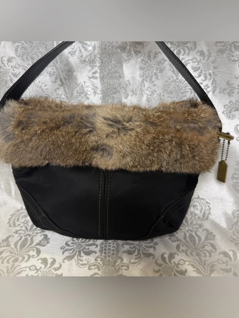 Coach y2k fur and brass soho bag vintage Coach Soho Ski Hobo Bag nwot new